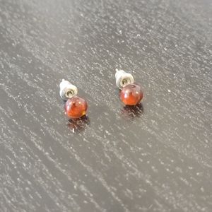 🔴 Vintage Genuine Baltic Amber Stud Earrings